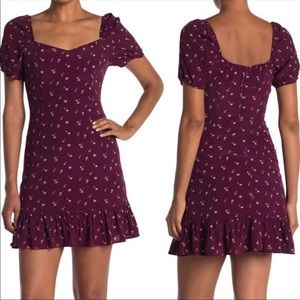Melloday Maroon Floral Mini Dress